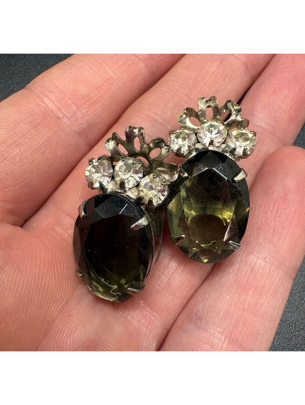 Vintage Juliana D&E Smoky Topaz Clip Earrings Ref#: 8814